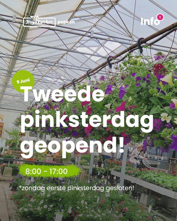 Tweede pinksterdag geopend!